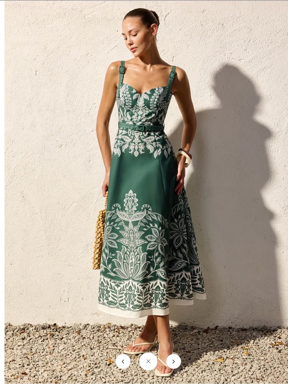 Commense Baroque Floral Print WITHOUT Belt Cami Maxi Dress - Large